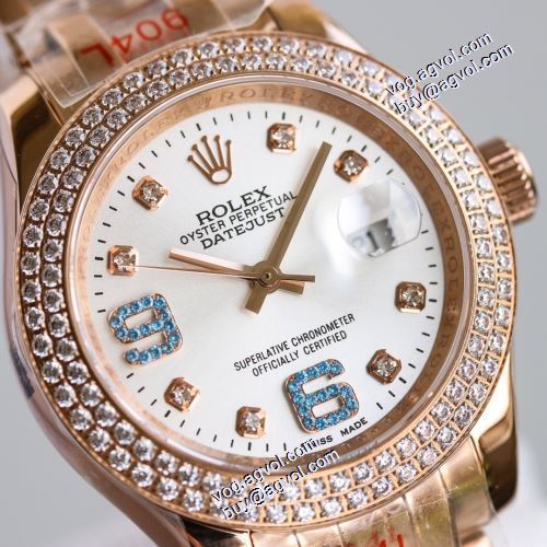 限定セール 2021秋冬 ロレックス ROLEX レザー 摩擦に強い鉱物質鏡面 ダイヤベゼル 女性用腕時計 存在感のある 機械式（自動巻き）ムーブメント ロレックスコピー