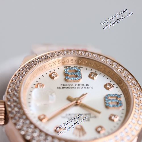 限定セール 2021秋冬 ロレックス ROLEX レザー 摩擦に強い鉱物質鏡面 ダイヤベゼル 女性用腕時計 存在感のある 機械式（自動巻き）ムーブメント ロレックスコピー