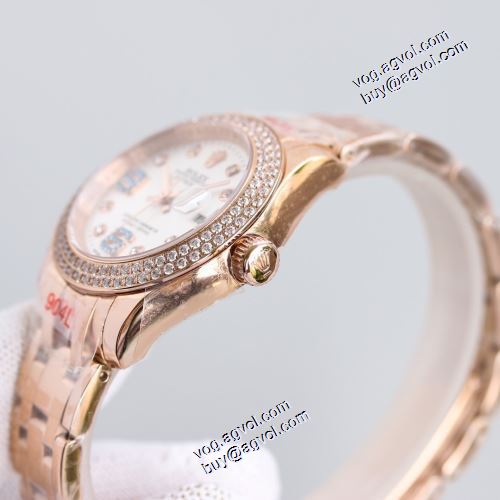 限定セール 2021秋冬 ロレックス ROLEX レザー 摩擦に強い鉱物質鏡面 ダイヤベゼル 女性用腕時計 存在感のある 機械式（自動巻き）ムーブメント ロレックスコピー