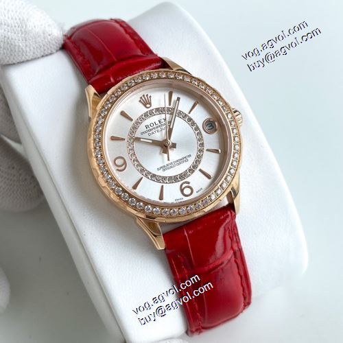 レザー ミネラル水晶ガラス 日付表示 セール中 2021秋冬 ロレックス ROLEX 女性用腕時計 6色可選 輸入機械式（自動巻き）ムーブメント ダイヤベゼル