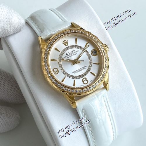 レザー ミネラル水晶ガラス 日付表示 セール中 2021秋冬 ロレックス ROLEX 女性用腕時計 6色可選 輸入機械式（自動巻き）ムーブメント ダイヤベゼル