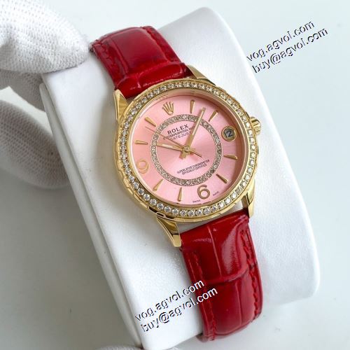 レザー ミネラル水晶ガラス 日付表示 セール中 2021秋冬 ロレックス ROLEX 女性用腕時計 6色可選 輸入機械式（自動巻き）ムーブメント ダイヤベゼル