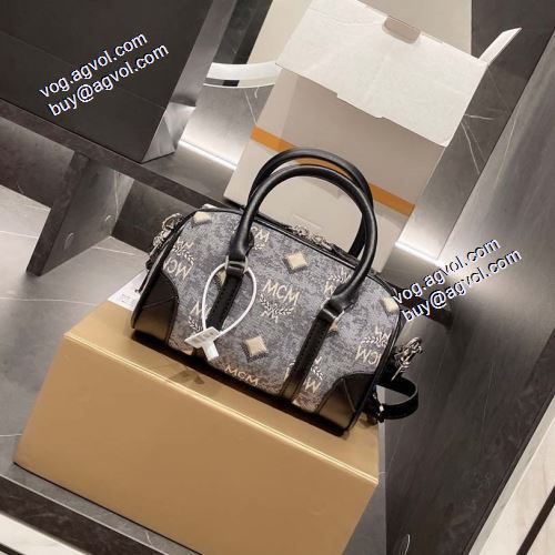 2021秋冬 個性的 エムシーエム コピー MCM ボストンバッグ Sサイズ 手持ち&ショルダー掛け ハンドバッグ 3色可選 エムシーエム ボストンバッグコピー