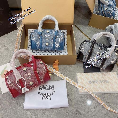 2021秋冬 個性的 エムシーエム コピー MCM ボストンバッグ Sサイズ 手持ち&ショルダー掛け ハンドバッグ 3色可選 エムシーエム ボストンバッグコピー