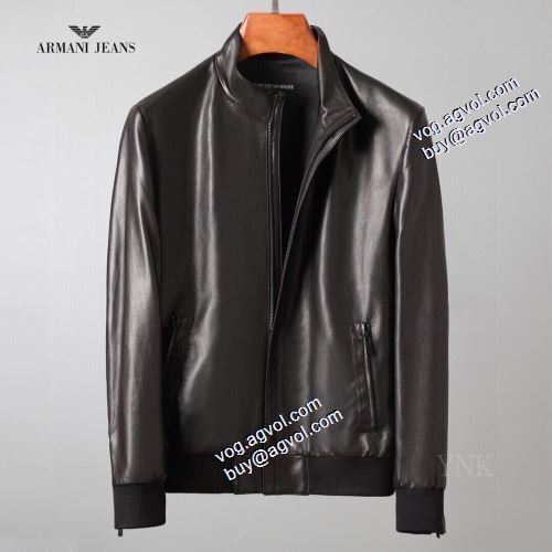 2021秋冬 アルマーニ スーパーコピー ARMANI 革ジャンパー 人気販売中 フェイクファー製のコート