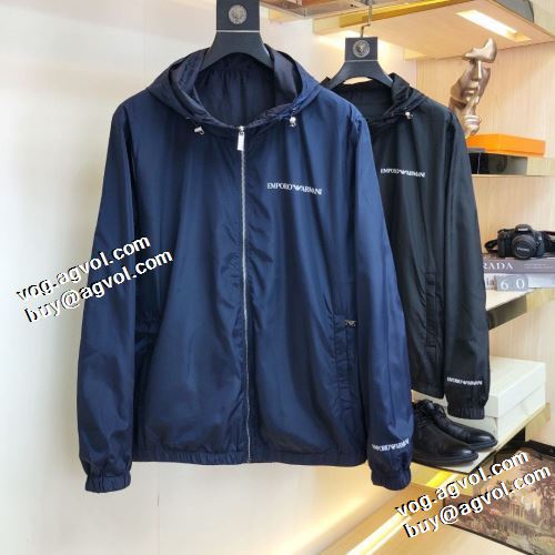 人目を惹くデザイン 首胸ロゴ 2色可選 2021秋冬 アルマーニ ARMANI こだわりのコート ブルゾン アルマーニブランドスーパーコピー