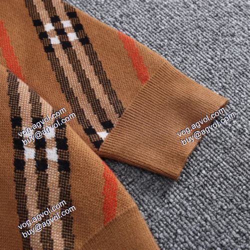 2色可選 バーバリーブランドコピー 一番人気の新作はこれ 2021秋冬 バーバリーBURBERRY 編地切替デザイン セーター 