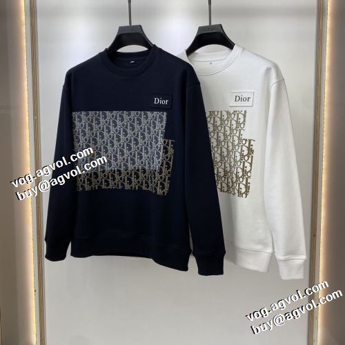 シンプルなデザイン 2色可選 2021秋冬 ディオールブランド 偽物 通販 プリントパーカ ディオール DIOR プルオーバーパーカー 芸能人に愛用者続出