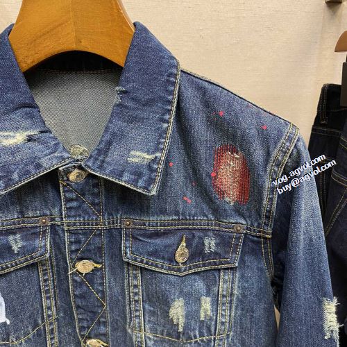 プリント柄 完成度の高い逸品 ディースクエアード偽物ブランド 2021秋冬 ディースクエアード DSQUARED2 デニムジャケット 飽きのこないデザイン