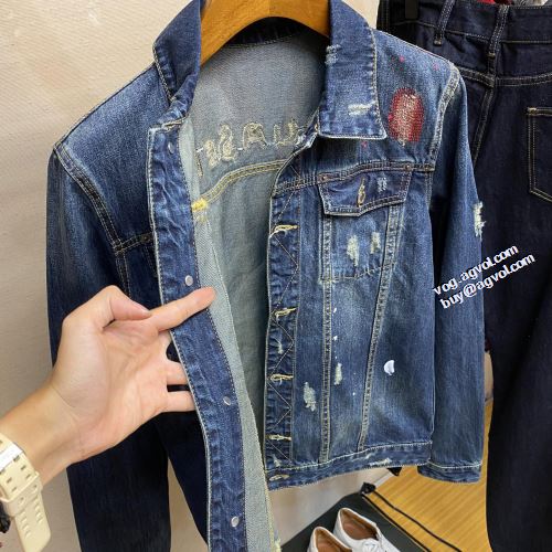 プリント柄 完成度の高い逸品 ディースクエアード偽物ブランド 2021秋冬 ディースクエアード DSQUARED2 デニムジャケット 飽きのこないデザイン
