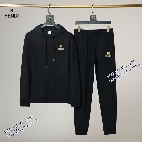 大人気アイテム！入手困難 フェンディ偽物ブランド 2021秋冬 セットアップ上下 フェンディ FENDI 2色可選 フード付 シンプルなデザイン