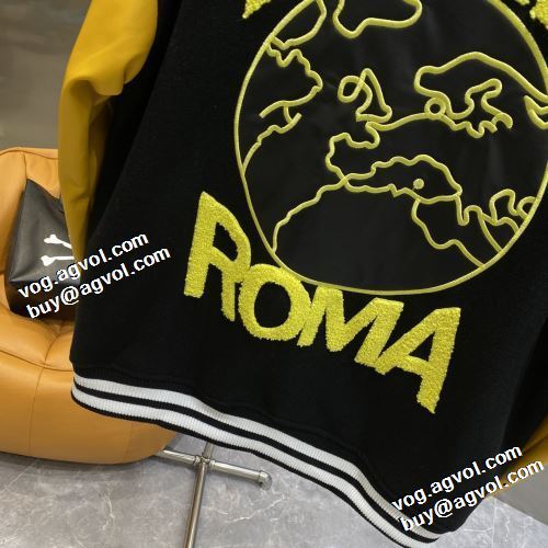 高級感漂わせる フェンディ偽物ブランド 2021秋冬 フェンディ FENDI 海外セレブ愛用 革ジャンパー 野球ウェア 鮮やかな配色 