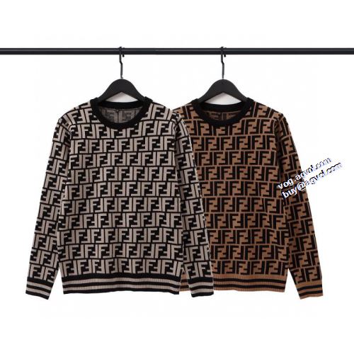 魅力ファッション 2色可選 大花プリント フェンディスーパーコピー 2022早春 FENDI セーター コピー リブ付 優美なファー使い