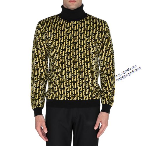 2022新作 FENDI セーター 大花プリント タートルネックのセーター フェンディスーパーコピー 防寒 先行販売