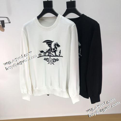 2021秋冬 エルメス HERMES 2色可選 エルメスブランド コピー 最安値に挑戦 オリジナルプリント プルオーバーパーカー 程よい厚み