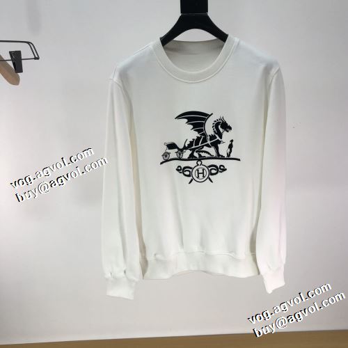 2021秋冬 エルメス HERMES 2色可選 エルメスブランド コピー 最安値に挑戦 オリジナルプリント プルオーバーパーカー 程よい厚み