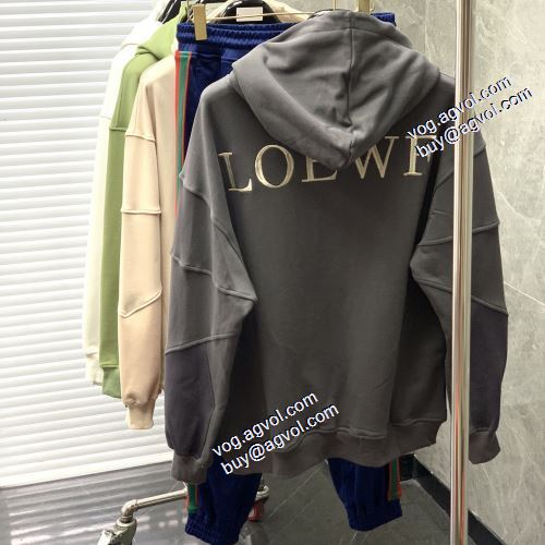 おしゃれさ抜群パーカ ロエベコピーブランド おしゃれに絶大な人気の 2021秋冬 ロエベ LOEWE 2色可選 パーカー リブ付