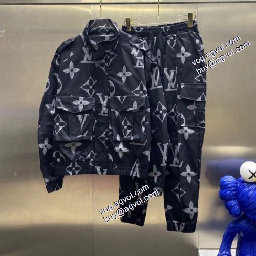 2021秋冬 ルイ ヴィトン LOUIS VUITTON ルイ ヴィトンコピー 個性的 セットアップ上下 2色可選 大花プリント
