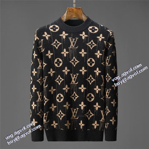 2021秋冬 ルイ ヴィトンコピー 秋着用 先行販売 ルイ ヴィトン LOUIS VUITTON セーター プリント柄 リブ付
