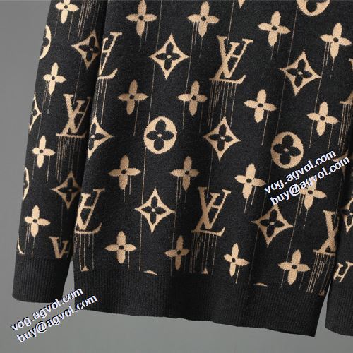 2021秋冬 ルイ ヴィトンコピー 秋着用 先行販売 ルイ ヴィトン LOUIS VUITTON セーター プリント柄 リブ付
