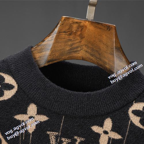 2021秋冬 ルイ ヴィトンコピー 秋着用 先行販売 ルイ ヴィトン LOUIS VUITTON セーター プリント柄 リブ付