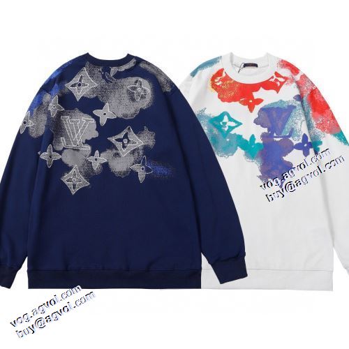 程よい厚み 人気商品登場 2021秋冬 ルイ ヴィトン LOUIS VUITTON ルイ ヴィトンブランド コピー 2色可選 プルオーバーパーカー トリコロール使い