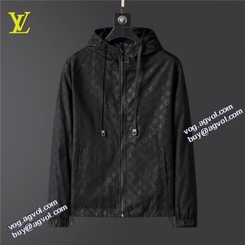 プリント柄 2021秋冬 ルイ ヴィトン LOUIS VUITTON ブルゾン ジャケット 今買い◎得 高級感漂わせる フード付きコート ルイ ヴィトンスーパーコピー