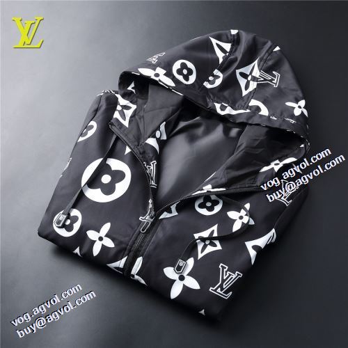 2021秋冬 極上の着心地 ルイ ヴィトンブランドスーパーコピー ルイ ヴィトン LOUIS VUITTON ジャケット ブルゾン ちょうどいい丈感 プリント柄 フード付きコート ポケット付