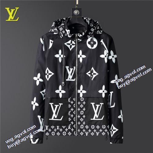 ジャケット 2色可選 おしゃれな装い 2021秋冬 ルイ ヴィトン LOUIS VUITTON フード付きコート プリント柄 サイズ豊富 ルイ ヴィトンブランドコピー