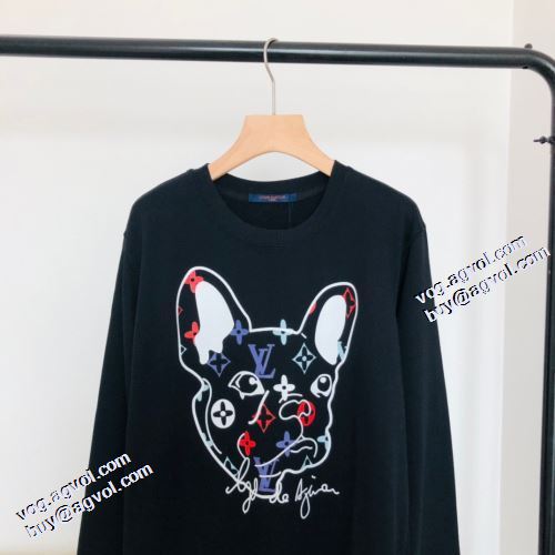 2021秋冬 ルイ ヴィトン LOUIS VUITTON 耐久性のある ルイ ヴィトンスーパーコピー 犬の頭図案 プルオーバーパーカー アウトドア系 2色可選