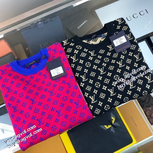 2021秋冬 ルイ ヴィトン LOUIS VUITTON ルイ ヴィトンコピーブランド セーター 2色可選 優美なファー使い プリント柄 ファション性の高い