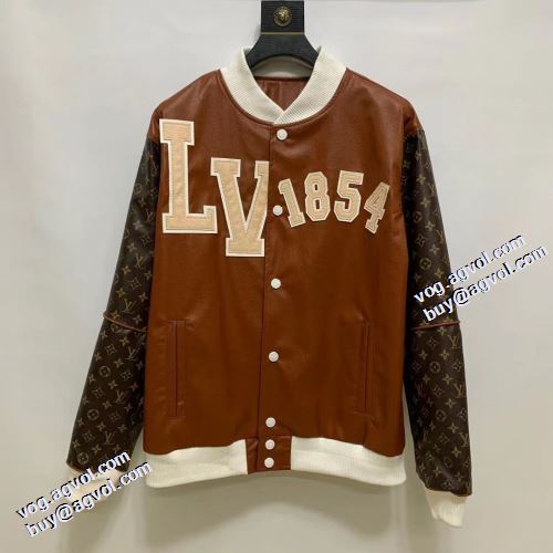 革ジャンパー スナップ止め仕様 英字 2021秋冬 ルイ ヴィトン LOUIS VUITTON 数に限りがある 適度な厚み ルイ ヴィトンスーパーコピー