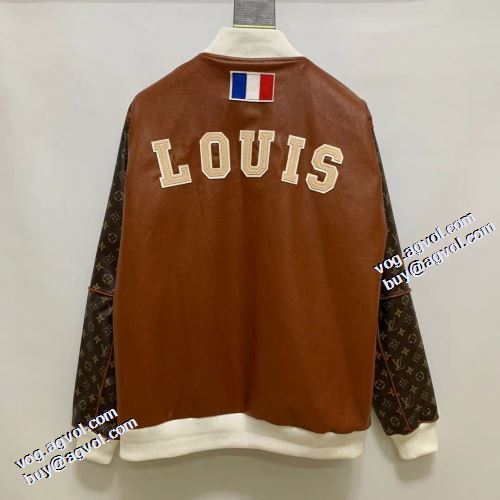 革ジャンパー スナップ止め仕様 英字 2021秋冬 ルイ ヴィトン LOUIS VUITTON 数に限りがある 適度な厚み ルイ ヴィトンスーパーコピー