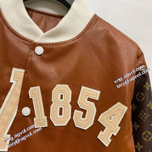革ジャンパー スナップ止め仕様 英字 2021秋冬 ルイ ヴィトン LOUIS VUITTON 数に限りがある 適度な厚み ルイ ヴィトンスーパーコピー