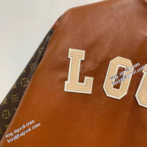 革ジャンパー スナップ止め仕様 英字 2021秋冬 ルイ ヴィトン LOUIS VUITTON 数に限りがある 適度な厚み ルイ ヴィトンスーパーコピー