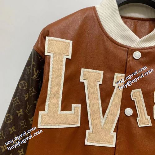 革ジャンパー スナップ止め仕様 英字 2021秋冬 ルイ ヴィトン LOUIS VUITTON 数に限りがある 適度な厚み ルイ ヴィトンスーパーコピー