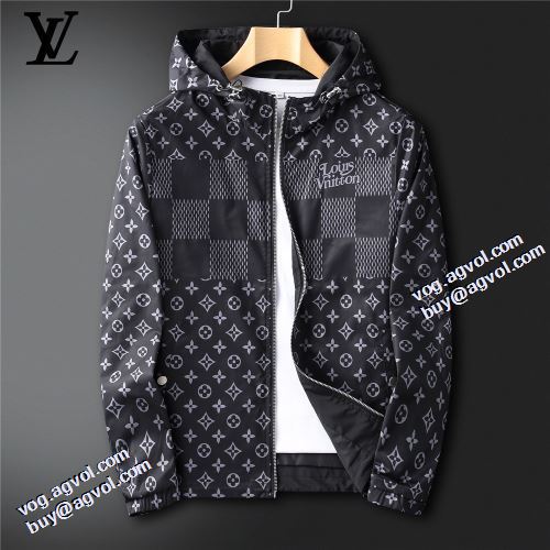 2021秋冬 ルイ ヴィトン LOUIS VUITTON 豊富なサイズ ルイ ヴィトンブランド 偽物 通販 フード付きコート ブルゾン 軽量ジャケット 英字