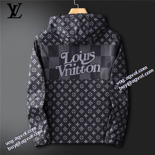 2021秋冬 ルイ ヴィトン LOUIS VUITTON 豊富なサイズ ルイ ヴィトンブランド 偽物 通販 フード付きコート ブルゾン 軽量ジャケット 英字