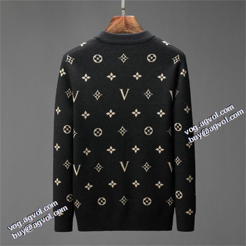 綺麗に決まるフォルム！2021秋冬 ルイ ヴィトン LOUIS VUITTON プリント柄 セーター 優美なファー使い ルイ ヴィトンブランドスーパーコピー