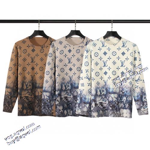 着心地抜群 2021秋冬 ルイ ヴィトン LOUIS VUITTON ルイ ヴィトンコピー 裏ボア付 厚手 3色可選 セーター プリント柄