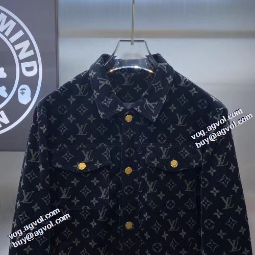 2021秋冬 ルイ ヴィトン LOUIS VUITTON 海外セレブ愛用 デニムジャケット プリント柄 ルイ ヴィトン偽物ブランド ポケット付 コート