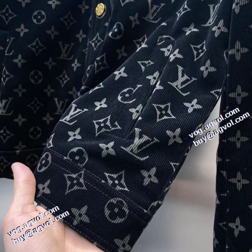 2021秋冬 ルイ ヴィトン LOUIS VUITTON 海外セレブ愛用 デニムジャケット プリント柄 ルイ ヴィトン偽物ブランド ポケット付 コート