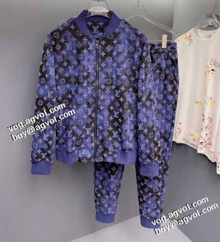 3色可選 2021秋冬 ルイ ヴィトン LOUIS VUITTON 豊富なサイズ セットアップ上下 裏ボア付 ルイ ヴィトンブランド 偽物 通販 防寒機能ある