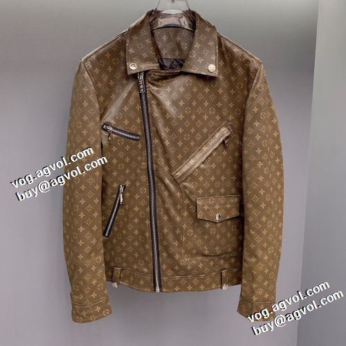 ファッション 人気 2022早春 ルイ ヴィトン LOUIS VUITTON 革ジャンパー ポケットづき 優しい色合いルイ ヴィトンブランド 偽物 通販  上質 風合いの出る