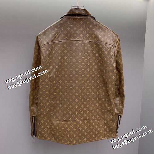 ファッション 人気 2022早春 ルイ ヴィトン LOUIS VUITTON 革ジャンパー ポケットづき 優しい色合いルイ ヴィトンブランド 偽物 通販  上質 風合いの出る