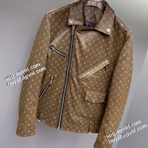 ファッション 人気 2022早春 ルイ ヴィトン LOUIS VUITTON 革ジャンパー ポケットづき 優しい色合いルイ ヴィトンブランド 偽物 通販  上質 風合いの出る