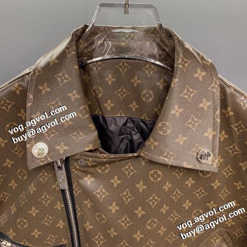 ファッション 人気 2022早春 ルイ ヴィトン LOUIS VUITTON 革ジャンパー ポケットづき 優しい色合いルイ ヴィトンブランド 偽物 通販  上質 風合いの出る