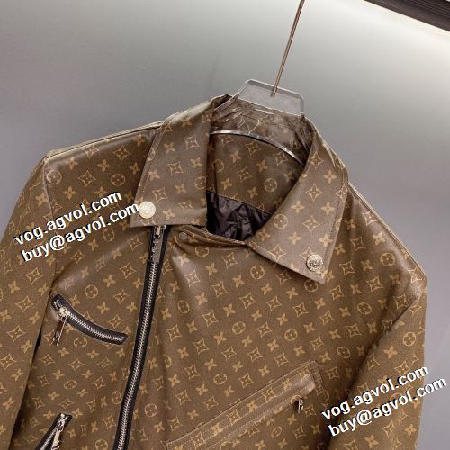 ファッション 人気 2022早春 ルイ ヴィトン LOUIS VUITTON 革ジャンパー ポケットづき 優しい色合いルイ ヴィトンブランド 偽物 通販  上質 風合いの出る