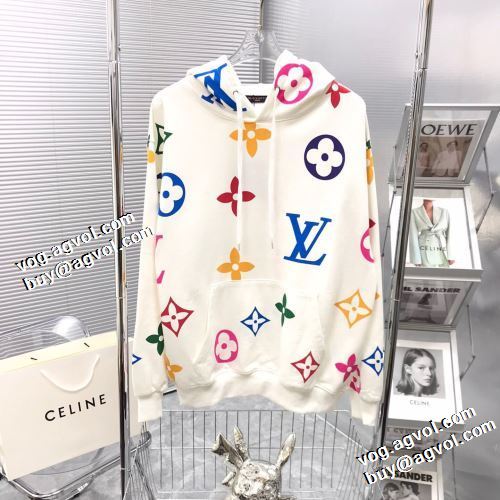 2022新作 パーカー 秋の定番 ポケットづき オリジナルプリント ルイ ヴィトン LOUIS VUITTON 2色可選 お洒落に魅せる ルイ ヴィトンスーパーコピー