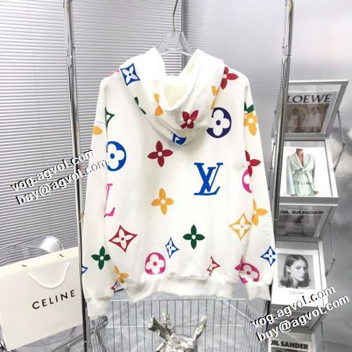 2022新作 パーカー 秋の定番 ポケットづき オリジナルプリント ルイ ヴィトン LOUIS VUITTON 2色可選 お洒落に魅せる ルイ ヴィトンスーパーコピー